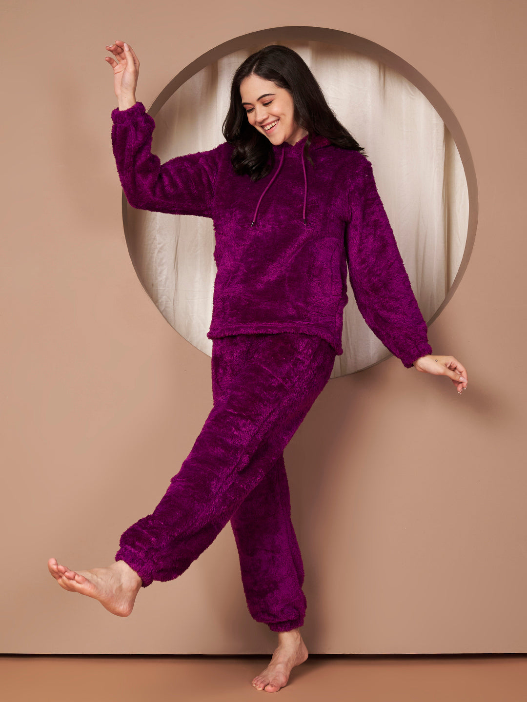 Purple Faux Fur Winter Night Suit