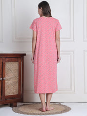 Secret Wish Pink Printed Hosiery Nighty