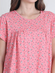 Secret Wish Pink Printed Hosiery Nighty