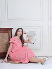 Secret Wish Pink Printed Hosiery Nighty