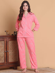 Secret Wish Pink Printed Hosiery Night Suit