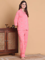 Secret Wish Pink Printed Hosiery Night Suit