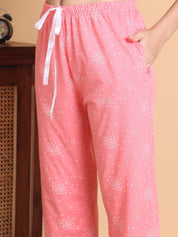Secret Wish Pink Printed Hosiery Night Suit