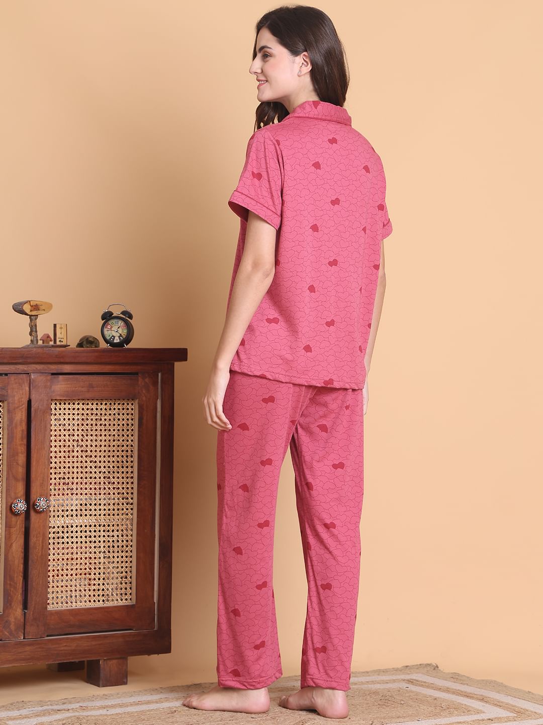 Secret Wish Pink Heart Hosiery Night Suit