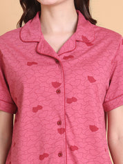 Secret Wish Pink Heart Hosiery Night Suit