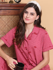 Secret Wish Pink Heart Hosiery Night Suit