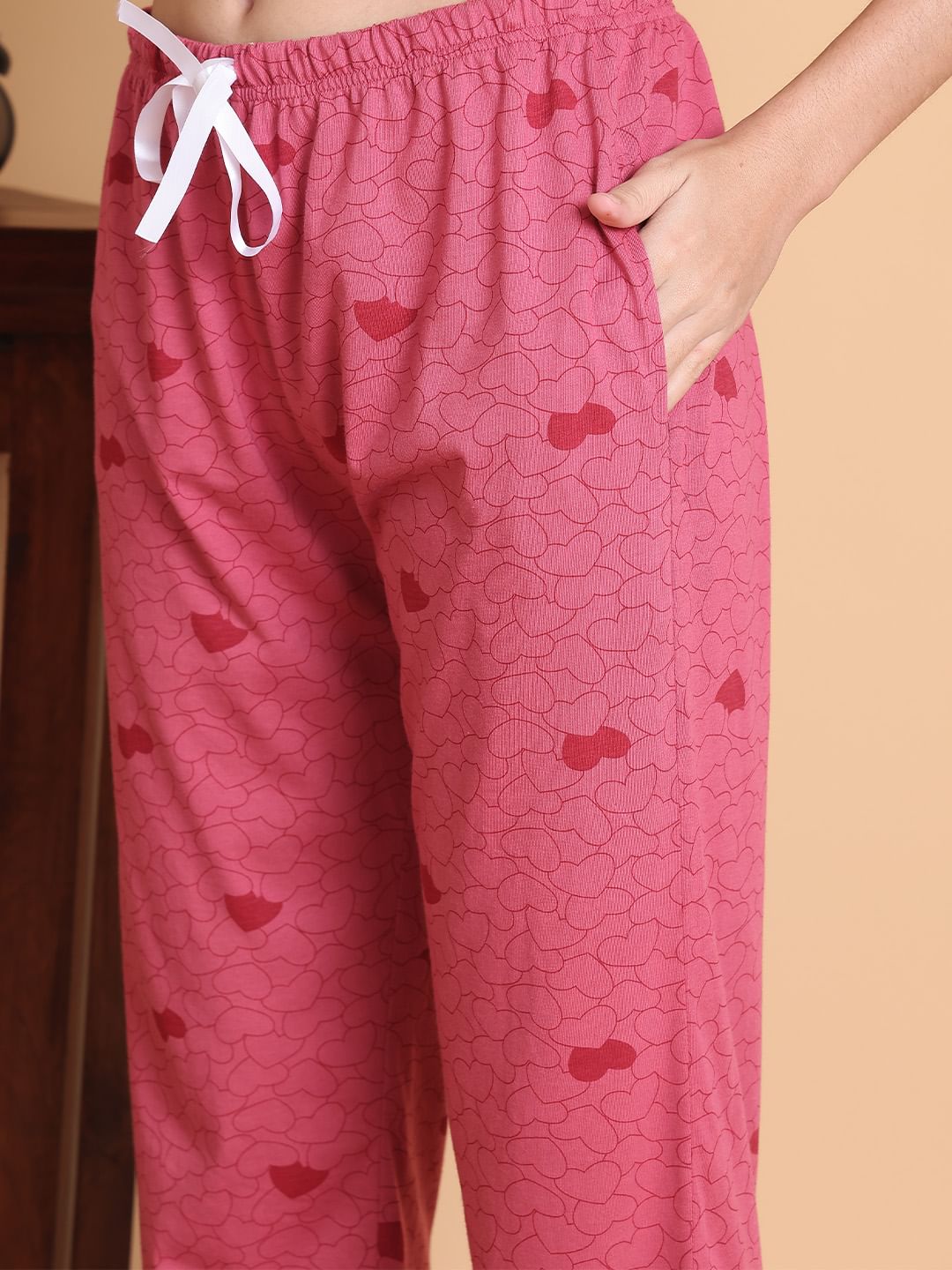 Secret Wish Pink Heart Hosiery Night Suit