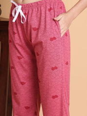 Secret Wish Pink Heart Hosiery Night Suit