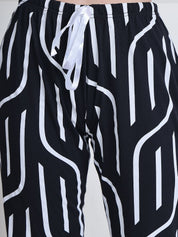 Secret Wish Black Abstract Hosiery Night Suit