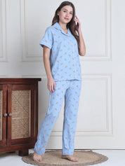 Secret Wish Sky Blue Candy Hosiery Night Suit