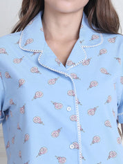 Secret Wish Sky Blue Candy Hosiery Night Suit