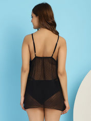Georgette Black Babydoll with G-String