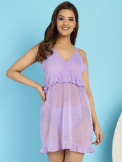Georgette Lilac Babydoll with G-String