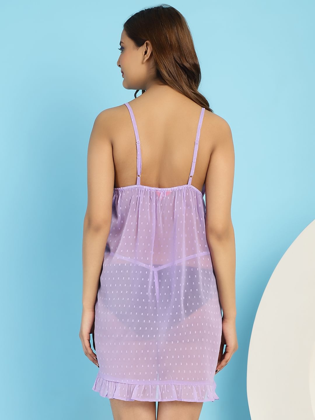 Georgette Lilac Babydoll with G-String