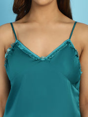 Teal Satin Babydoll