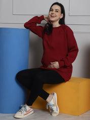 Maroon Winter Maternity Lounge Top