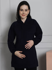 Black Winter Maternity Pullover Sweatshirt