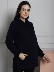 Black Winter Maternity Pullover Sweatshirt