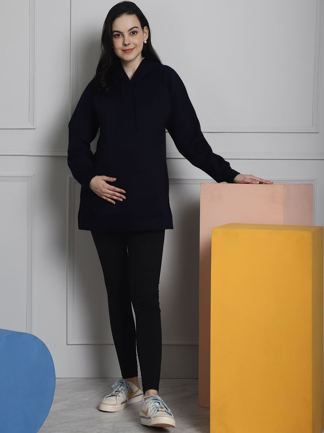 Black Winter Maternity Pullover Sweatshirt