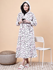 Pink Abstract Fur Winter Robe