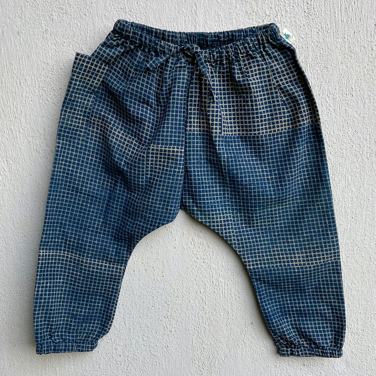 WHITEWATER KIDS UNISEX ORGANIC INDIGO CHECK KURTA + MATCHING PANTS