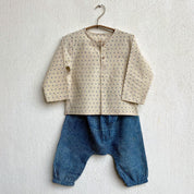 WHITEWATER KIDS UNISEX ORGANIC INDIGO RAIDANA KURTA + INDIGO CHECK PANTS