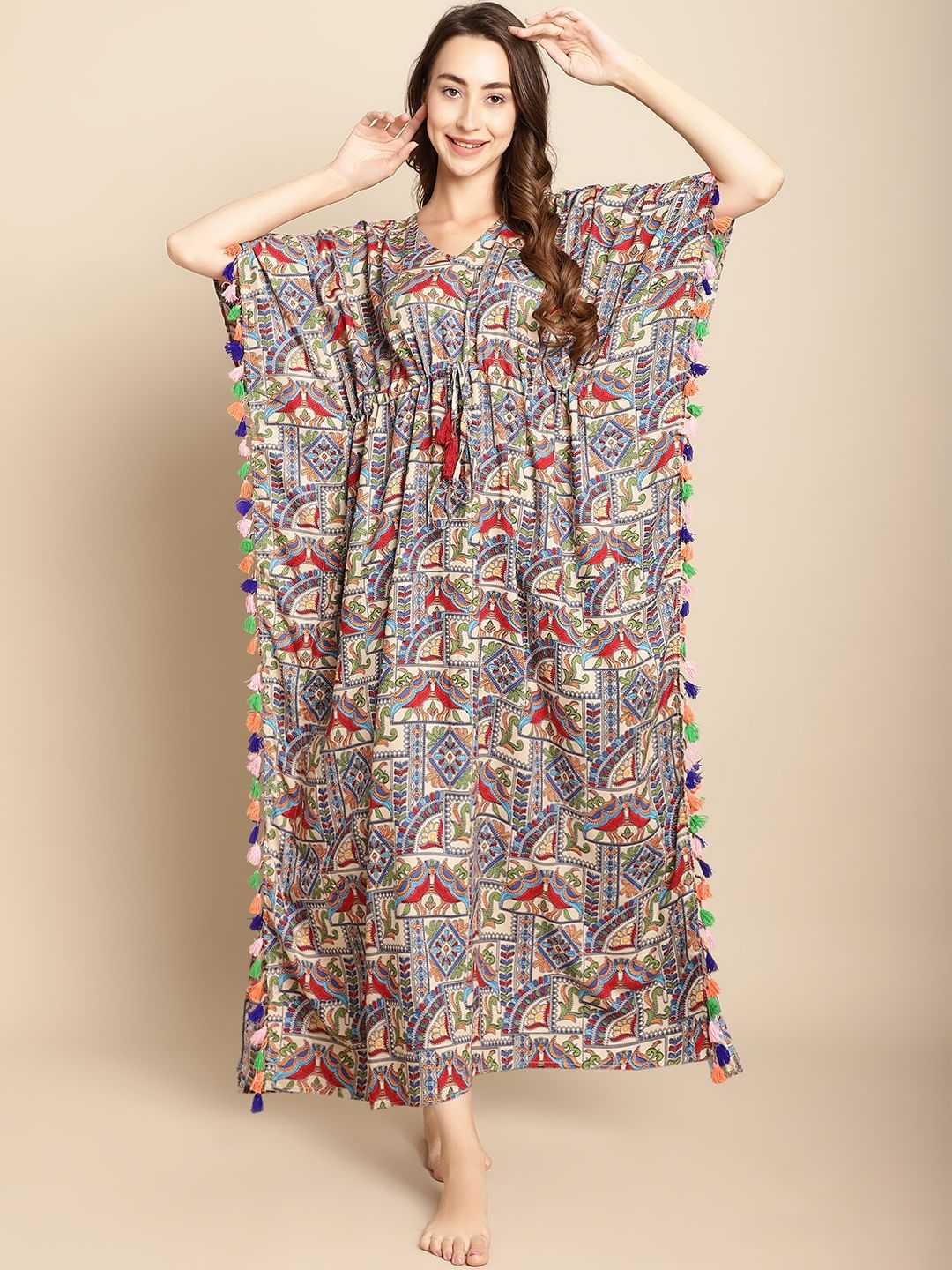 Abstract Print Multi Colour Kaftan