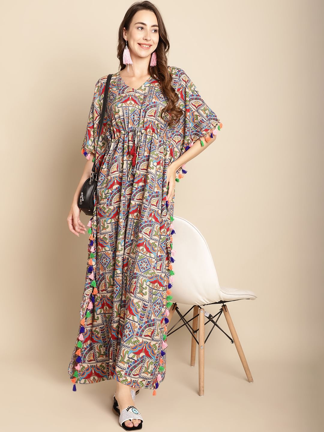 Abstract Print Multi Colour Kaftan
