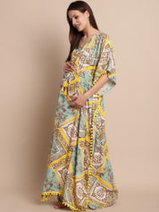 Yellow Printed Maternity Kaftan