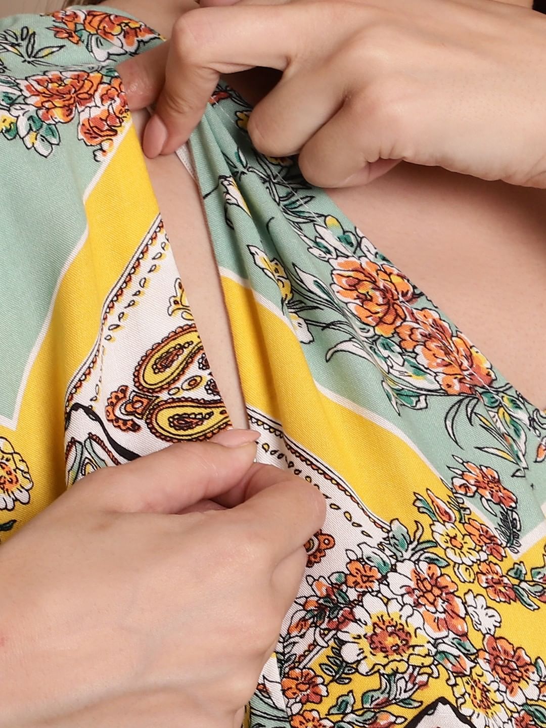 Yellow Printed Maternity Kaftan