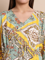 Yellow Printed Maternity Kaftan