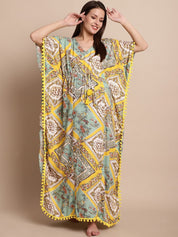 Yellow Printed Maternity Kaftan