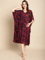 Abstract Print Purple Maternity Kaftan