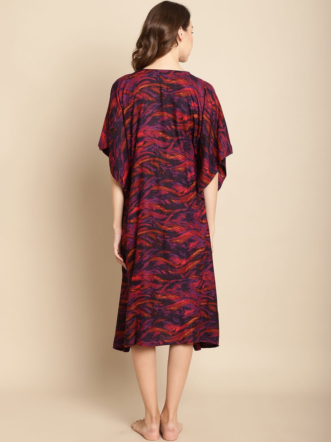 Abstract Print Purple Maternity Kaftan