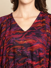 Abstract Print Purple Maternity Kaftan