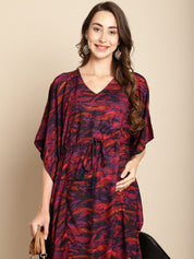 Abstract Print Purple Maternity Kaftan