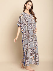 Abstract Print Blue Maternity Kaftan