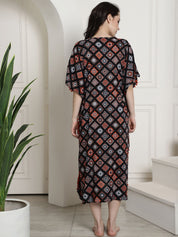 Black Rayon Maternity Kaftan Nighty