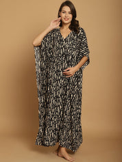 Black Printed Rayon Maternity Kaftan