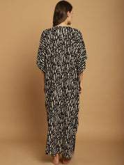 Black Printed Rayon Maternity Kaftan