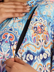 Rayon Floral Blue Maternity Feeding Kaftan