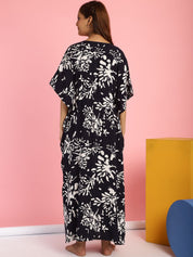 Rayon Floral Black Maternity Feeding Kaftan