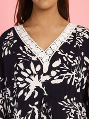 Rayon Floral Black Maternity Feeding Kaftan