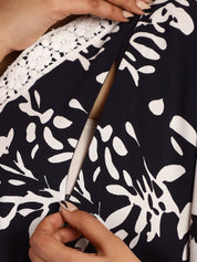 Rayon Floral Black Maternity Feeding Kaftan