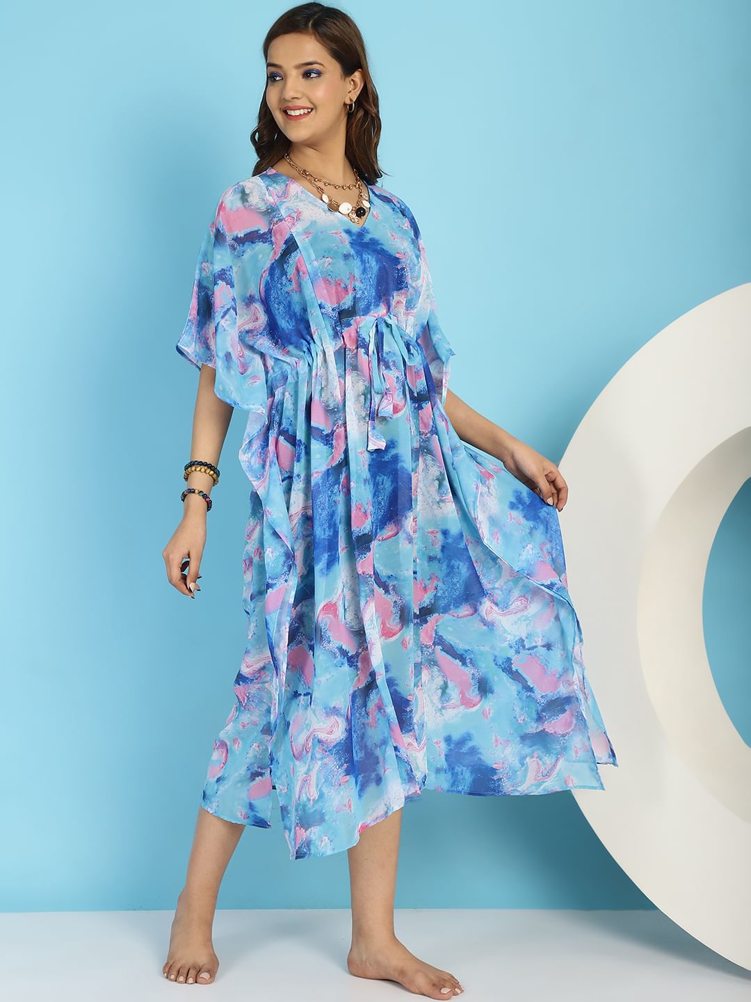 Blue Maternity Swimwear Cover-up Kaftan
