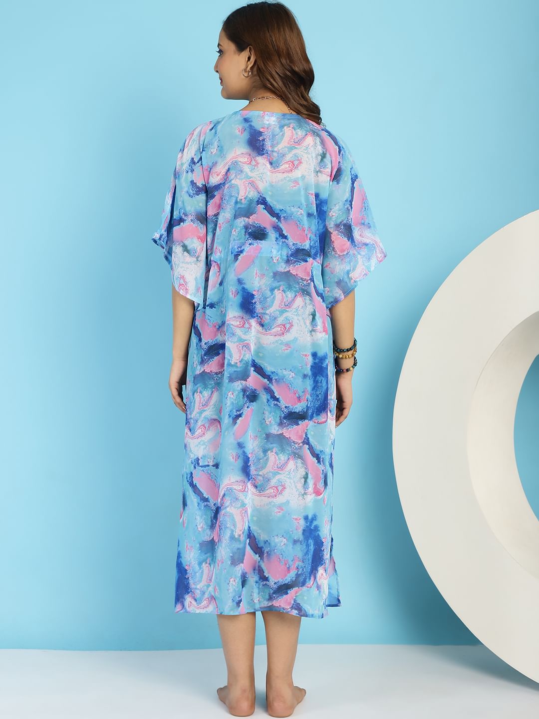 Blue Maternity Swimwear Cover-up Kaftan