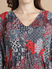 Multi-Color Geometric Rayon Maternity Kaftan