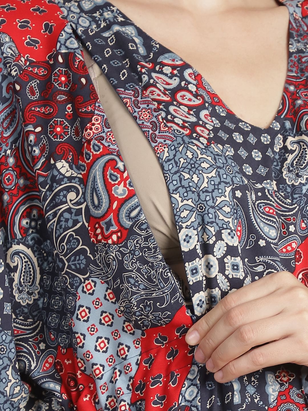 Multi-Color Geometric Rayon Maternity Kaftan