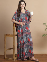 Multi-Color Geometric Rayon Maternity Kaftan