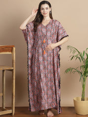 Multi-Color Ethnic Rayon Maternity Kaftan